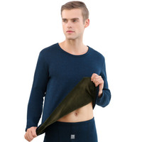 GANGSHA 港莎 保暖内衣男加绒加厚 德绒发热纤维保暖内衣男套装 男款-宝蓝 L