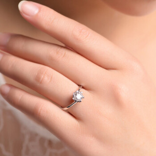 钻石凤凰 18K金钻石戒指女款  扭壁雪花求婚婚庆钻戒16号指圈约8分钻YA2716