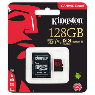 金士顿（Kingston）手机内存卡(Micro SD)32g64g128g高速摄像监控储存小tf卡 128G(读速100M/s 写速80M/s）