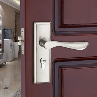 雨花泽（Yuhuaze）经典钢拉丝单舌室内房门锁具通用款 浴室厨房执手锁单门锁