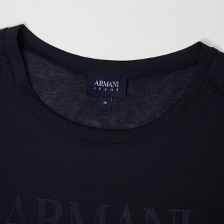 ARMANI JEANS阿玛尼女士撞色拼接字母短袖T恤3Y5T09-5J16Z-BLUE155N-38