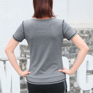 潮流假期 瑜伽服运动短袖T恤跑步服上装速干健身上衣 灰色L