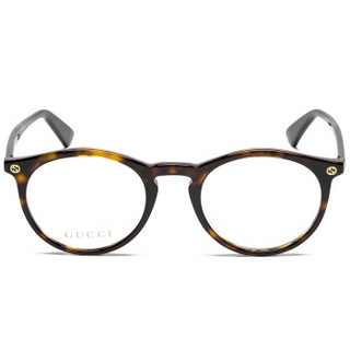 GUCCI 古驰 eyewear 光学镜架男 全板材近视眼镜框 复古圆框眼镜架 GG0121O-002 哈瓦那镜框 49mm