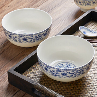 洁雅杰釉中彩中式陶瓷器餐具(6英寸)欧式汤碗小面碗(2只装)青韵
