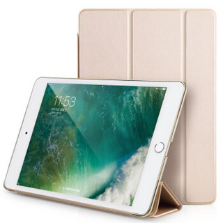 VALK ipad mini4保护套 苹果平板电脑保护套 ipad保护壳7.9寸 三折支架一体香槟色