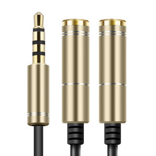 雷麦（LEIMAI）3.5mm一分二音频线 1分2公对母情侣耳机线 AUX立体声分线器 手机音频转接连接线 银色