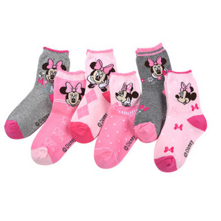 迪士尼（Disney）儿童袜子女童精梳棉袜提花中筒童袜6双装D00153M 14-16cm 适合4岁左右