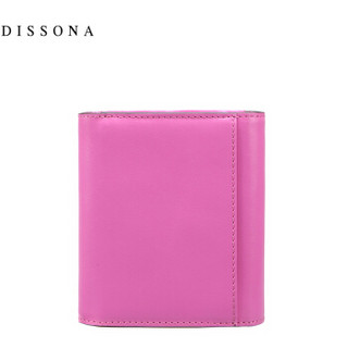 DISSONA 欧美时尚简约短款迷你牛皮女钱包 8152C20503R08 桃红色