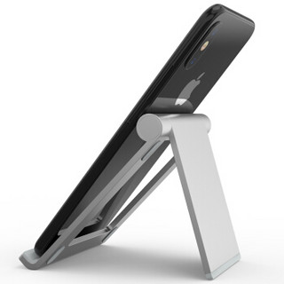毕亚兹 金属手机支架 桌面懒人可调角度 迷你底座架子适用于苹果/小米三星手机平板通用 B5-银