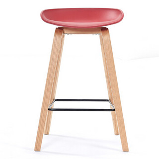 佳匠 欧式高脚凳现代简约酒吧椅创意咖啡厅前台吧台凳子 红色（65cm）