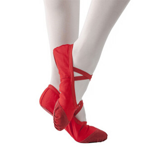 情妮娇 成人幼儿童舞蹈鞋软底练功鞋女童猫爪鞋跳舞鞋帆布瑜伽鞋芭蕾舞鞋10款大红色24码
