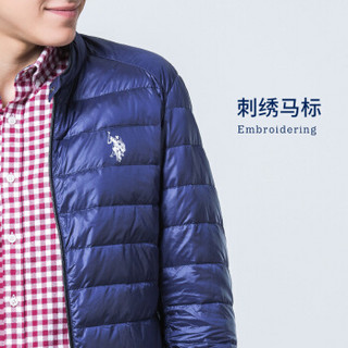 U.S. POLO ASSN. 男式轻薄羽绒服 青年立领保暖 男装时尚休闲外套潮 红色 M 橙色 185/2XL