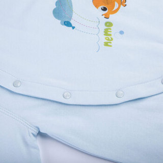 迪士尼(Disney)婴幼儿衣服纯棉哈衣爬服侧开连体衣153L659 淡蓝 73cm