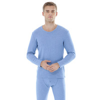 Hodohome 红豆居家 男士秋衣秋裤红豆绒圆领色纺磨毛保暖内衣套装 7255/256 碧蓝 175/100