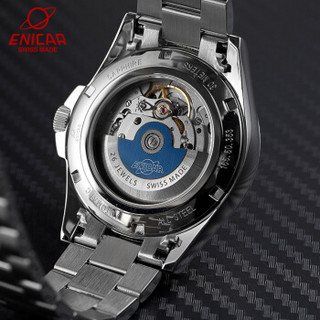 ENICAR 英纳格 瑞士原装进口手表 蓝牌系列白盘钢带单日历显示自动机械男表165/50/353aA