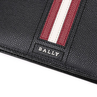 BALLY 巴利 男士黑色红白条纹皮质护照夹卡夹 TALKNIS LT 10