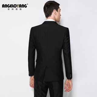 安其罗扬（ANGELOYANG）西服套装男 韩版商务休闲职业装修身男士西装套装 1402 黑色 L/175A
