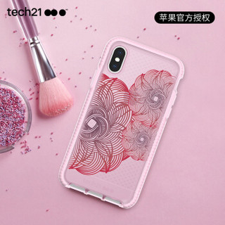 tech21苹果X/10手机壳 iPhone X/XS 通用 防摔手机壳/保护套 3米防摔 花朵款 5.8英寸 粉色