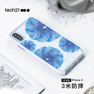 tech21 iPhone X/XS 手机壳 花朵款 蓝色