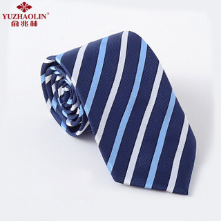 俞兆林 男士领带正装商务结婚新郎礼盒装经典 领带条纹 蓝白粗条纹