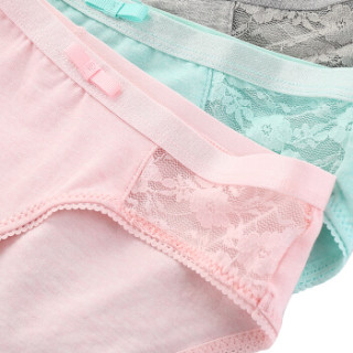 hodo红豆女士内裤柔棉性感蕾丝提花可爱蝴蝶节少女三角裤500蕾丝组合