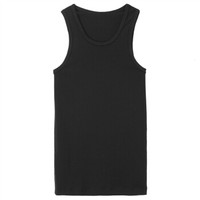 GIORDANO 佐丹奴 内衣背心 两件装全棉百搭U领修身男士背心 01242012 69标志白/标志黑色 中码(170/96A) (黑色、S、针织)