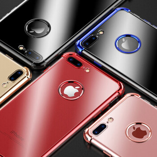 悦可（yueke）苹果8/7手机壳手机套透明电镀防摔轻薄软壳男女款 适用于iphone8/7 4.7英寸 透明红
