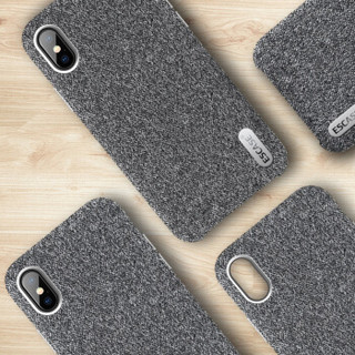 ESCASE 苹果iPhoneX手机壳手机套 5.8英寸混纺毛绒精纺布艺全包防摔保护壳 铝合金按键 商务版 和谐灰