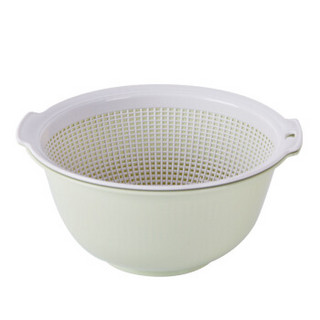 悠佳 厨房小号圆形洗米筛漏沥水篮洗菜篮子洗菜盆筛篮绿色  U-6160-L