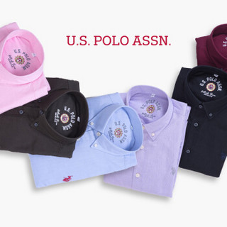 U.S. POLO ASSN. 加绒衬衫 衬衫男长袖 青年纯色加绒加厚休闲纯棉牛津纺保暖衬衣  深灰色 165/84A