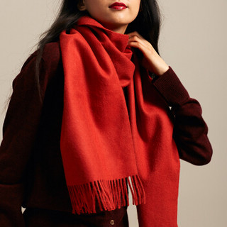 SOL ALPACA 女士红色秘鲁原产小羊驼毛大披肩 2003-01 RJ12955 70*200厘米