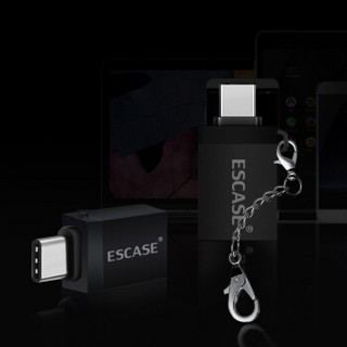 ESCASE Type-C转USB3.0转接头 安卓数据线U盘 手机OTG 适用华为P10Mate/荣耀V9/小米6/乐视等送挂绳魔力黑