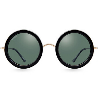 陌森太阳镜男女圆形复古墨镜 欧美时尚防紫外线太阳眼镜MS1143 J01  黑色/绿色