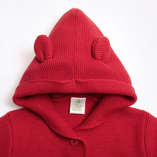 迪士尼(Disney)秋季儿童纯棉毛衣男女宝宝连帽针织外套171S878 大红 110cm