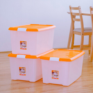 爱丽思IRIS 环保塑料 彩色收纳整理箱TB64D Ｎ橙 56L  3只装