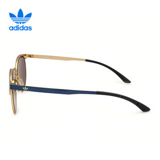阿迪达斯 adidas 三叶草 男女款金属架太阳镜 复古时尚墨镜 AOM000眼镜 028-120 蓝金色镜架灰色反光镜面