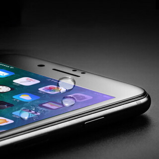 ESCASE 苹果8plus钢化膜全屏 iPhone8/7Plus钢化膜全复盖膜蓝光 磨砂真防指纹紫光手机贴膜 ES07黑色