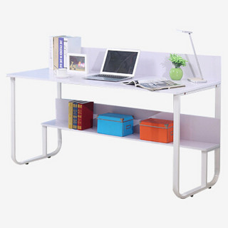 香可台式电脑桌学习桌带储物笔记本书桌办公桌暖白色白架