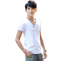 Nan ji ren 南极人 男士背心短袖T恤精梳棉弹力打底衫V领运动汗衫休闲内衣 N696D10761 V领白色 L (白色、L、针织)