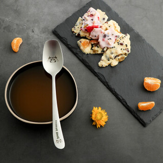阳光飞歌 304不锈钢餐具勺子 韩式创意歪炳卡通冰淇淋勺冰勺咖啡勺搅拌勺饭勺（中号方形）0360