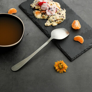 阳光飞歌 304不锈钢餐具勺子 韩式创意歪炳卡通冰淇淋勺冰勺咖啡勺搅拌勺饭勺（中号方形）0360