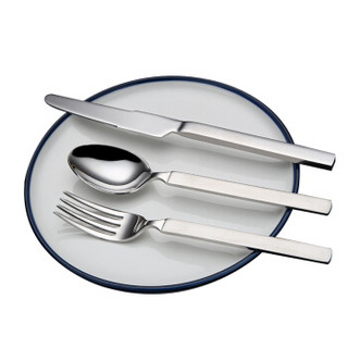 阳光飞歌 304不锈钢西餐具 简约法式方柄主餐刀叉勺子三件套