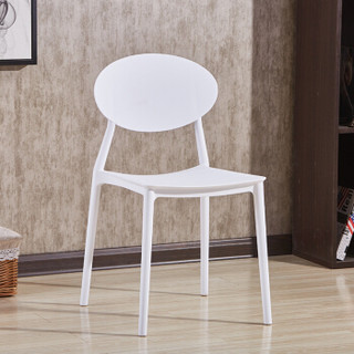 华恺之星 休闲椅凳子 家用餐椅时尚塑料椅子 靠背椅HK901白