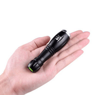加加林 家用便携超小手电筒  微型袖珍 强光手电筒 可调焦 迷你手电筒 黑色