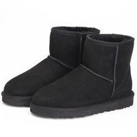 Mubo 牧宝 澳洲专柜同款羊皮毛一体舒适保暖防滑防水休闲时尚简约短筒经典款雪地靴 GX6045 黑色39