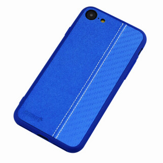 collen 苹果7/8手机壳 iPhone8/7保护套 防摔拼接皮套边框Tpu软套 锋范蓝