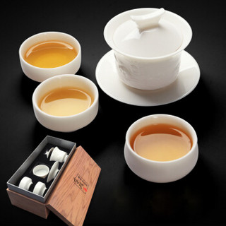 苏氏陶瓷（SUSHI CERAMICS）白瓷茶具德化中国白天下一家礼瓷级别功夫茶具套装浮雕工艺带礼盒