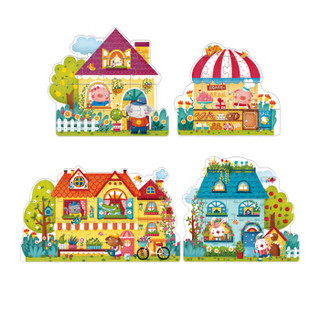 弥鹿（MiDeer）儿童拼图3-6岁益智玩具四合一主题拼图礼盒套装 童话小镇