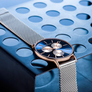 商品凯尼斯克尔(kenneth cole)手表 时尚个性多功能三眼钢织带男表kc