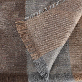 SOL ALPACA 女士灰色几何图案秘鲁原产小羊驼毛真丝混纺印加古代图案提花薄款围巾1420-04 C003 40*200厘米